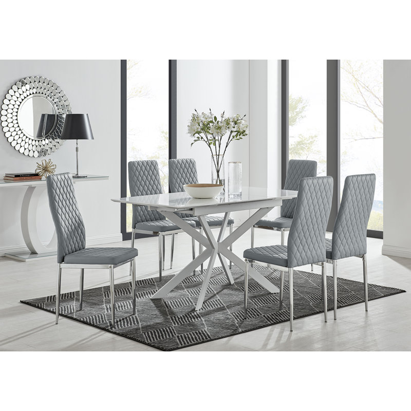 Eubanks Extendable Dining Set, Grey/Silver
