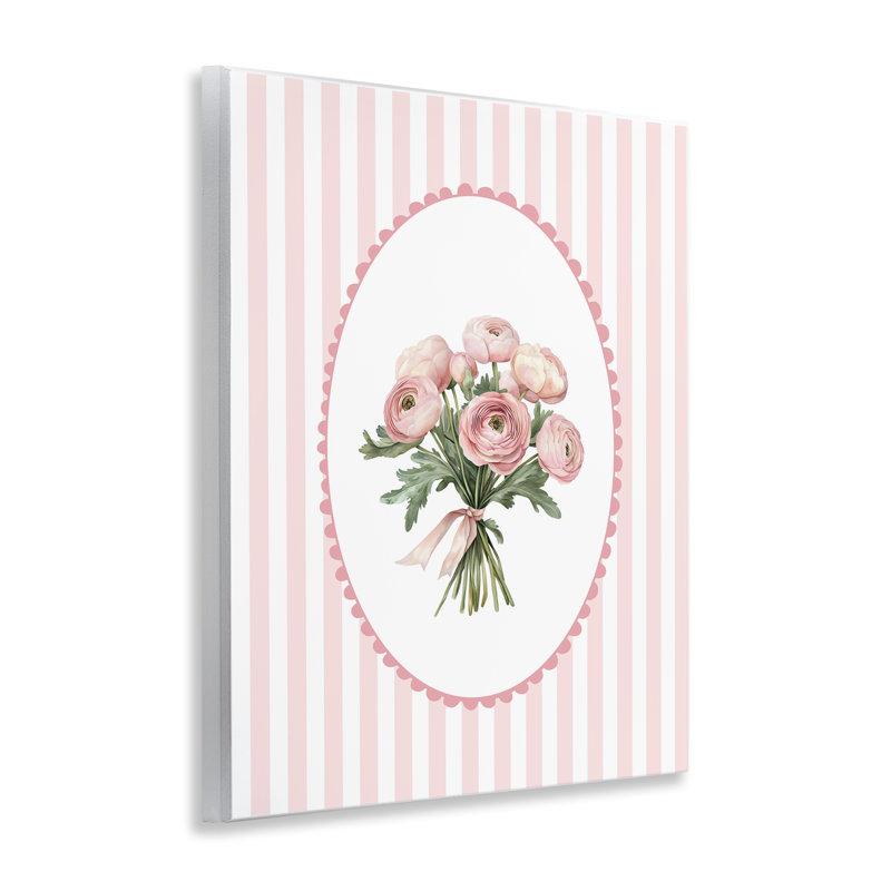 Plaque murale pivoine avec bouquet de rayures douces, design par Christine Simpson Art