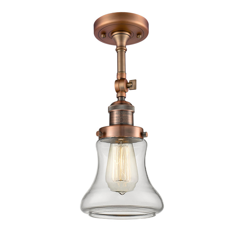Edda Glass Semi Flush Mount, Antique Copper, Clear