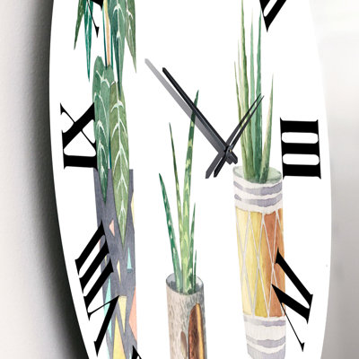 Three Potted Houseplants - Traditional wall clock