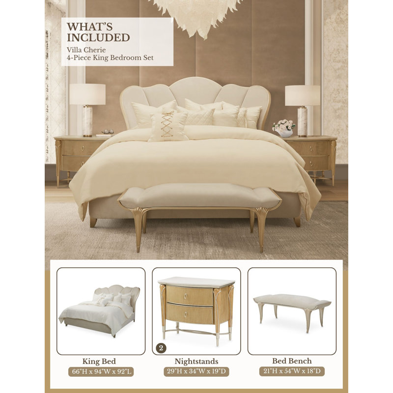 Villa Cherie Caramel 4-Piece King Bedroom Set, King