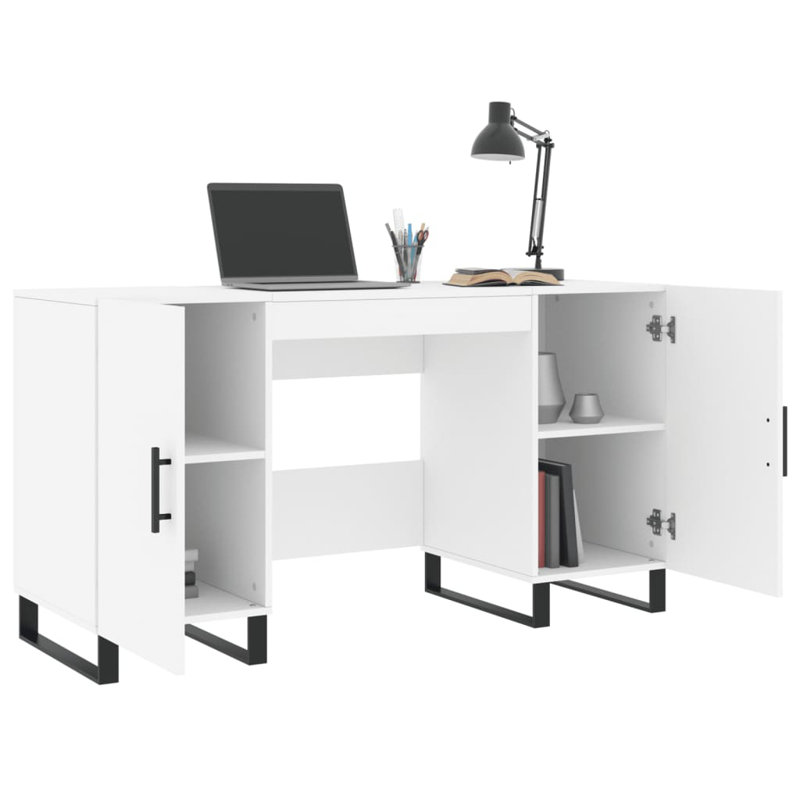 Amear Metal Base Computer Desk, White