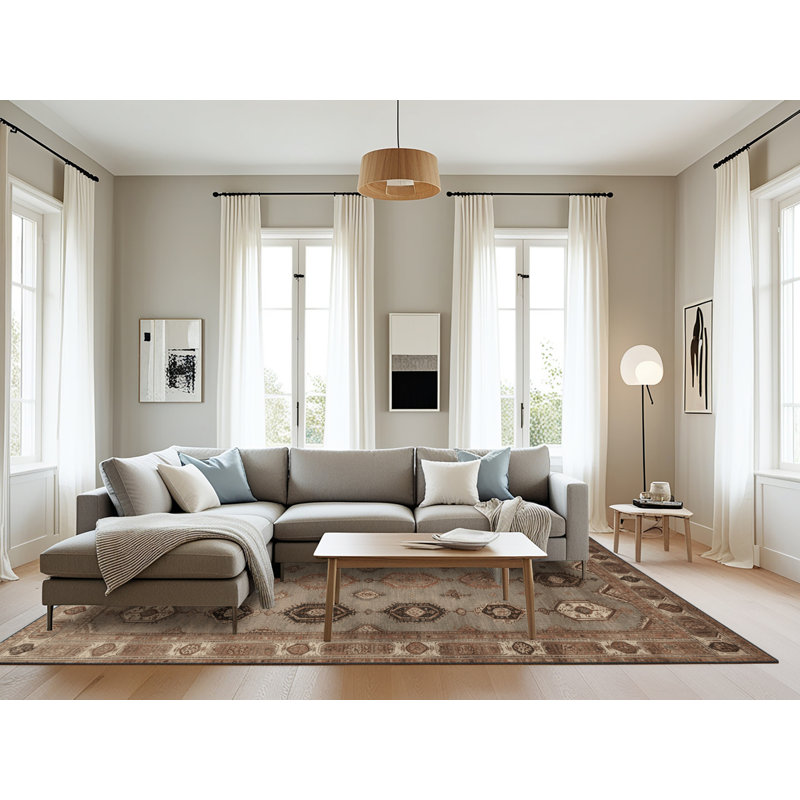 Tapis brun lavable à la machine, Rectangulaire 8 pi x 12 pi