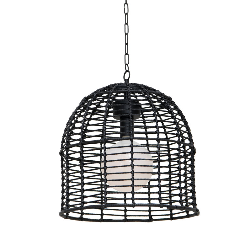 Luminaire suspendu en osier avec télécommande SUNJoy - noir, Noir, noir, noir, noir