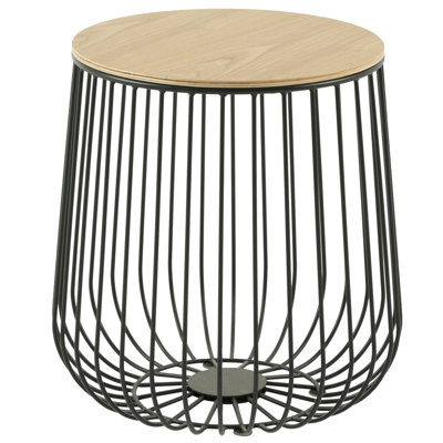 Frame Wood Top End Table in Metal Base 
