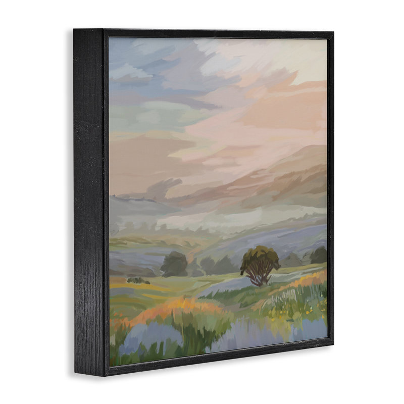 Chaleureux lever de soleil sur les montagnes de Californie, estampe numérique, conception par Amelia Noyes, H 12 po x l 12 po