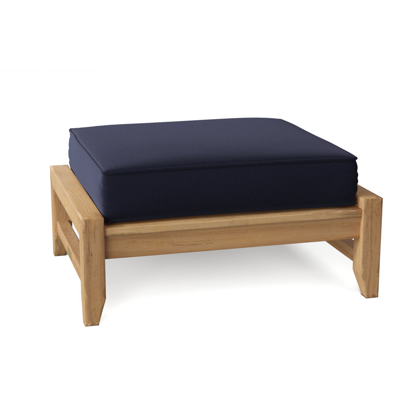 Somerset Outdoor Teak Ottoman, Canvas Navy Sunbrella® Canvas