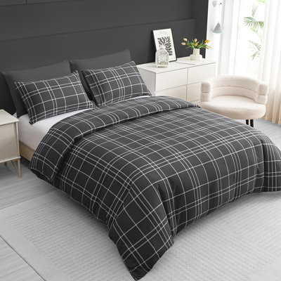 Microfiber Chequered Duvet Cover Set