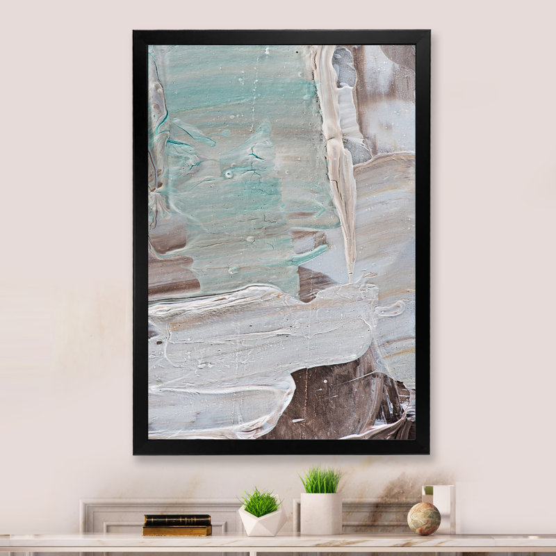 Strokes Of Beige And Brown II - Art sur toile moderne et contemporain, Impression noire sur toile encadrée
