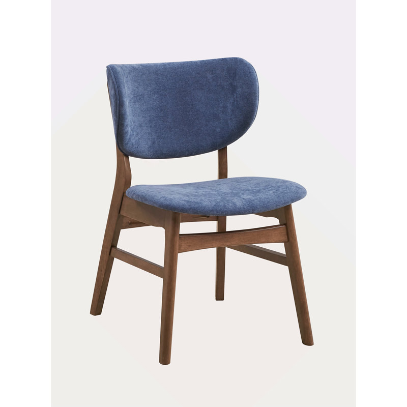 Chaise d'appoint rembourrée bleue et noyer (ensemble de 2)