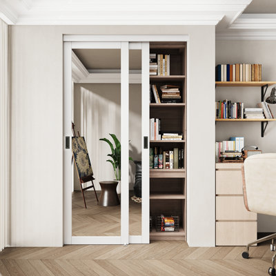 Porte coulissante intérieure blanche 80 "pour garde-manger et garde-robe avec quincaillerie complète