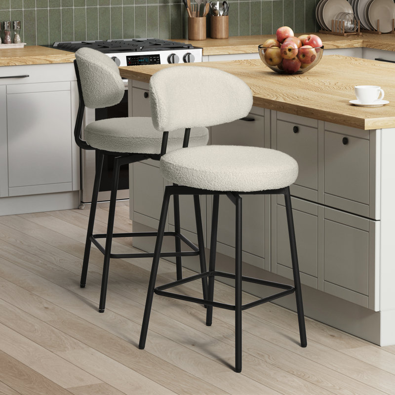 Tabouret de comptoir pivotant 27 po Bayville, Crème, crème