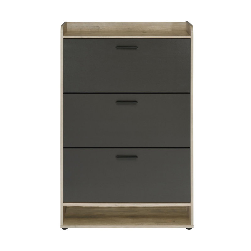 Armoire de rangement à chaussures à 3 niveaux Kyla, Noir/naturel