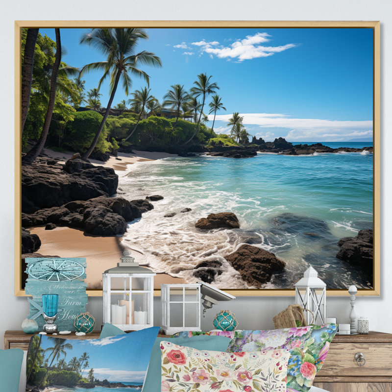 Maui Tropical Dreamscape II - Maui, impression sur toile encadrée, Cadre naturel flottant, H 12 po x l 20 po x P 1 po