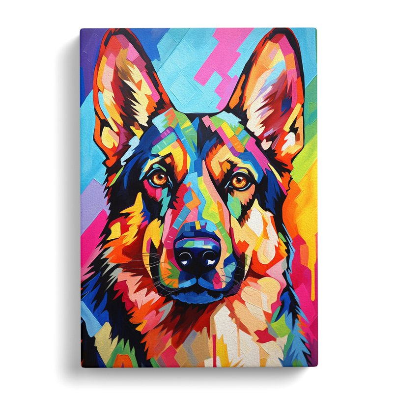 German Shepherd Futurism - Wrapped Canvas, 76cm H x 50cm W x 3cm D