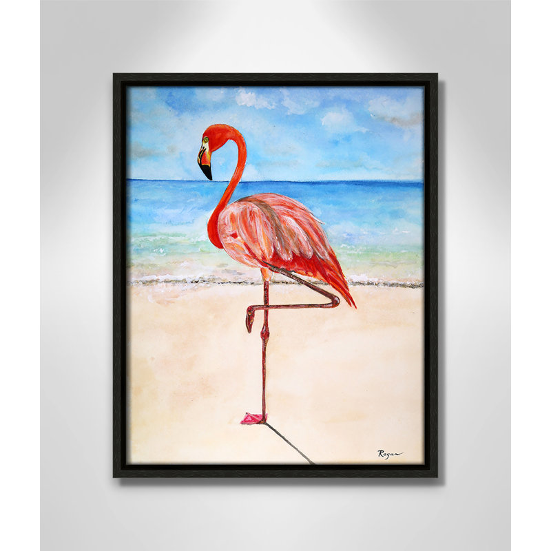 Imprimé flamant rose par Mike Ragan pour , Espresso, H 15,5 po x l 12,5 po