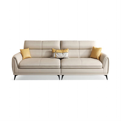 Khaki Genuine Leather Modular Sofa cushion couch