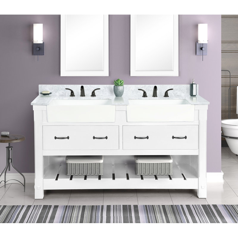 Meuble-lavabo double 60 po Farmington, Blanc