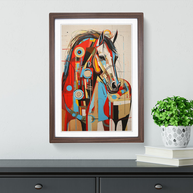 Horse Constructivism - Framed Print, Walnut , 46cm H x 34cm W x 2cm D