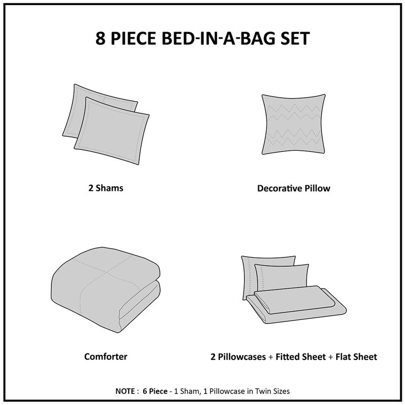 Striped Comforter Set With Bed Sheets, Twin Sheet Set
