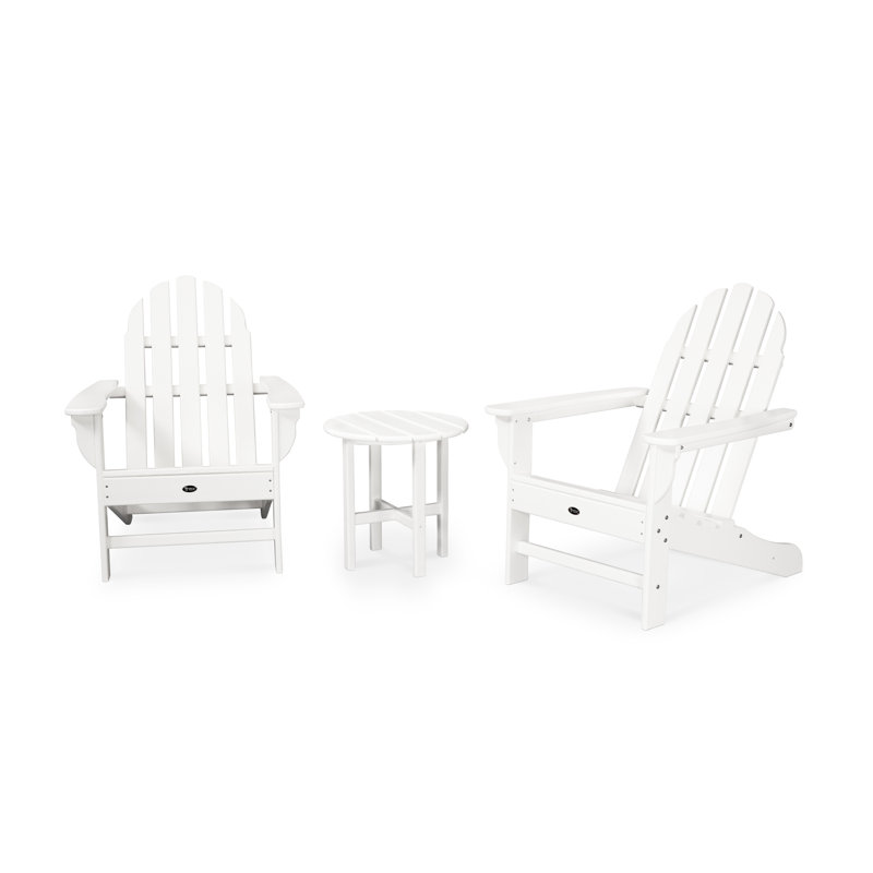 TREX Outdoors Cape Cod 3-Piece Adirondack Set, Classic White