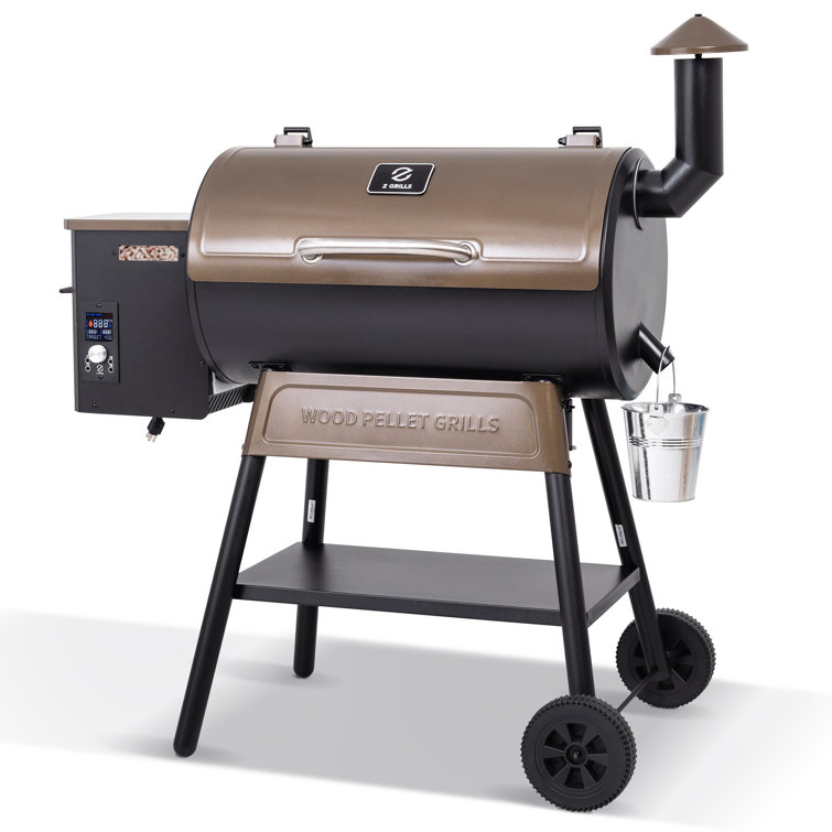 Z GRILLS 549 sq.in Wood Pellet Grill & Smoker with 2 Meat Probes and PID V2.0 LCD Controller, Bronze