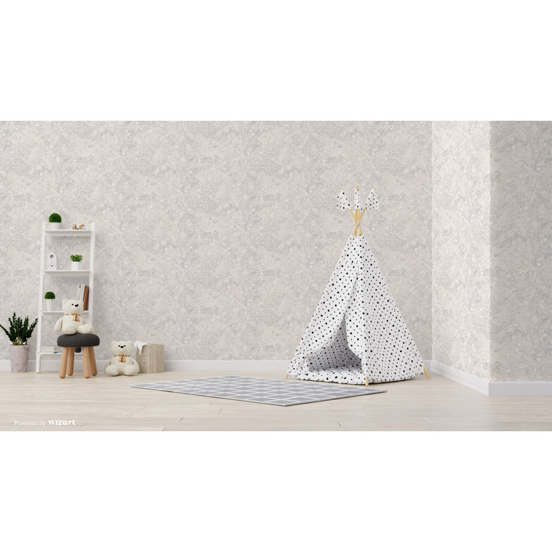 Marble 1m x 53cm Metallic Wallpaper Roll, Grey/Silver