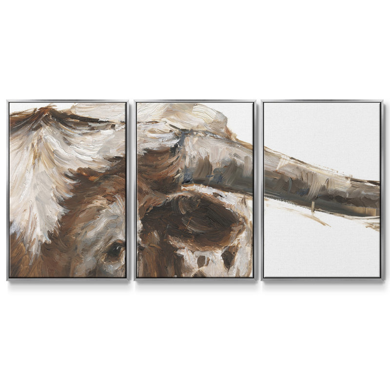 Steer Clear II - Multi Piece Framed Canvas, 24" H x 48" W x 2" D, Silver