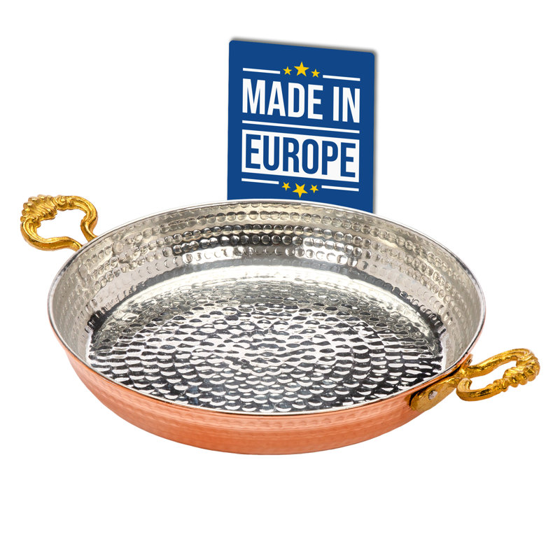 Crystalia Authentic Hammered Copper Pan and Cookware, Traditional Handmade Copper Skillets for Cooking, Egg Fry Omelet Pan with Ergonomic Metallic Handles (7 Inches)