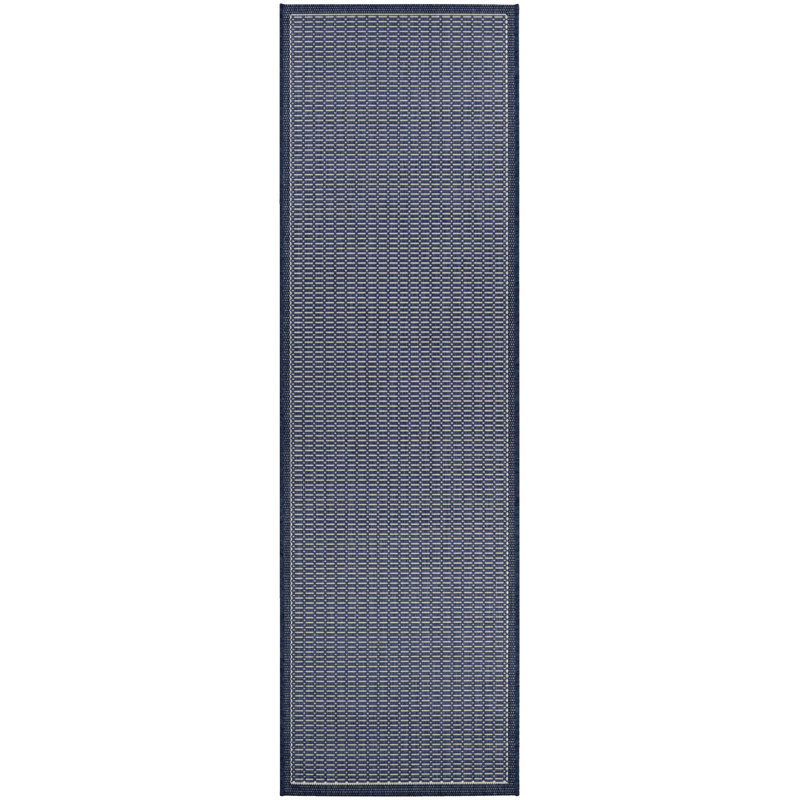 Tapis intérieur / extérieur bleu ivoire à tissage plat Haleemah, Tapis de couloir 2 pi 3 po x 7 pi 10 po