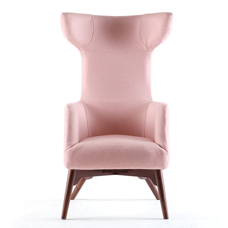 Fauteuil à oreilles rembourré Ohio, Jacobin, Cuir chocolat Venache Apache