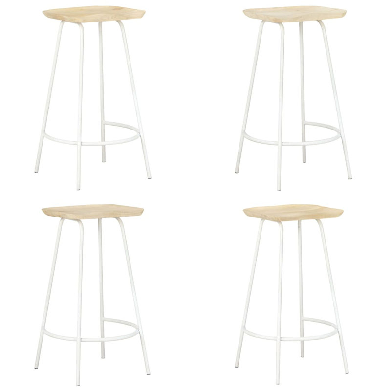 Tabouret de bar Tabouret de bar à hauteur de comptoir pour pub en bois de manguier massif, White, 2