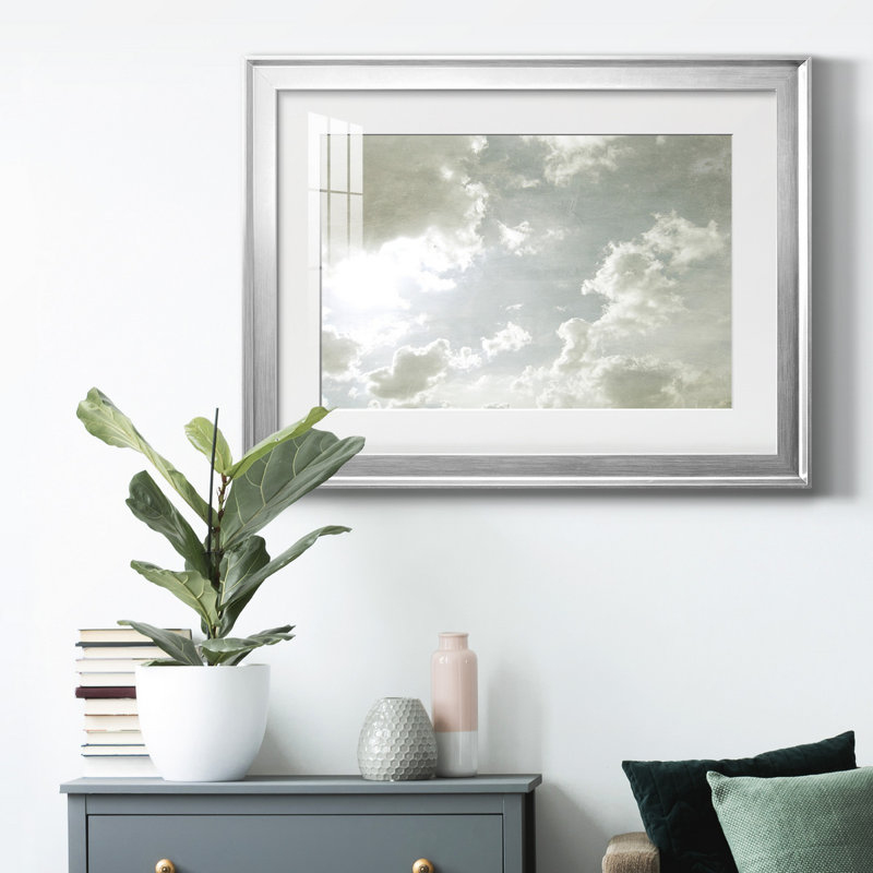 " Sky Scrapers I ", Silver, 26.5" H x 36.5" W x 1" D, White