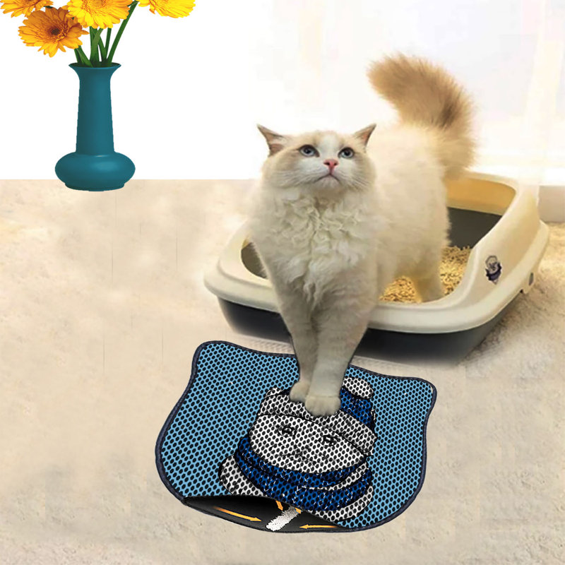 Durable Cat Litter Mat, 15.7 x 19.7 inches | 50% PVC / 50% Polyester, Machine Washable & Vacuum Friendly | Perfect for Easy Cleanup, Non-Slip Design to Keep Your Home Clean & Fresh, Ideal for Pet Owners
