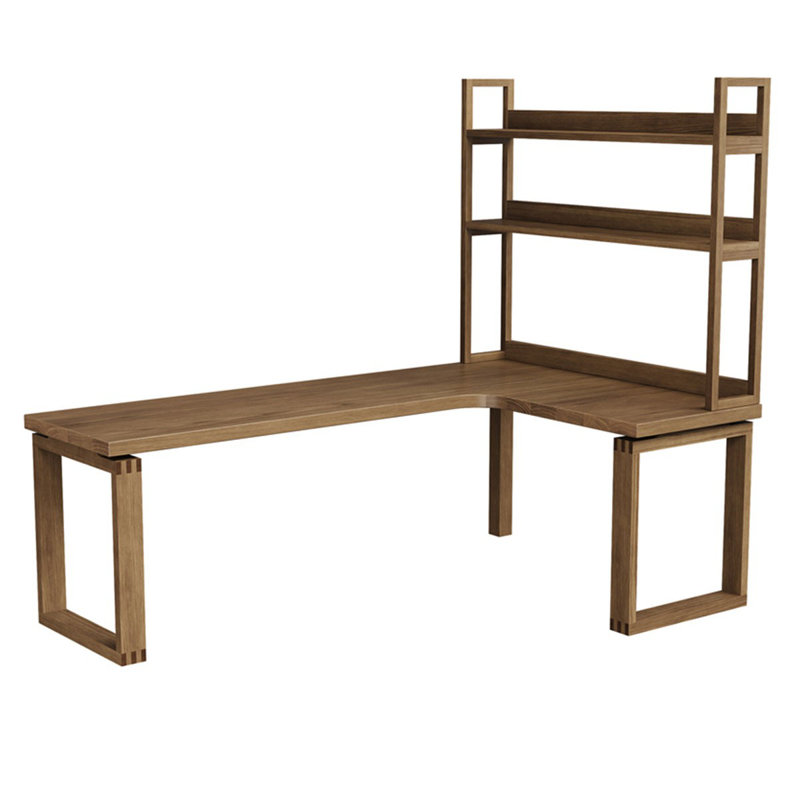 Light-walnut L-Shaped Solid Wood desk, Right Hand Facing, 74.8" H x 78.74" W x 47.24" D