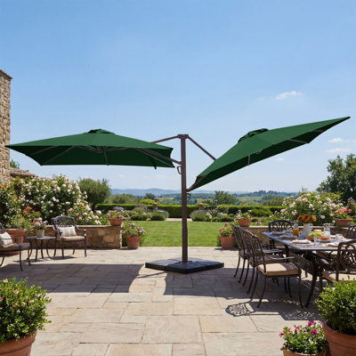 10 pi. X 10 pi Parasol de patio en porte-à-faux à double face avec inclinaison - Parasol d'extérieur extra large pour patio et jardin