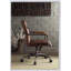 Fauteuil de bureau rétro Harith en cuir pleine fleur, avec hauteur réglable et accoudoirs en bois pour un confort et un style ultimes.