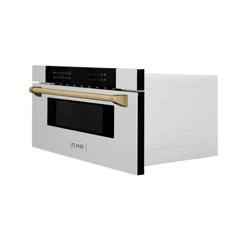 ZLINE Autograph Edition 30" 1.2 cu. ft. Built-In Microwave Drawer in Fingerprint Resistant Stainless Steel, Champagne Bronze