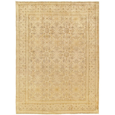 Antique One-of-a-Kind Rectangle 10'3" X 13'9" 1910s Wool Area Rug in Gold