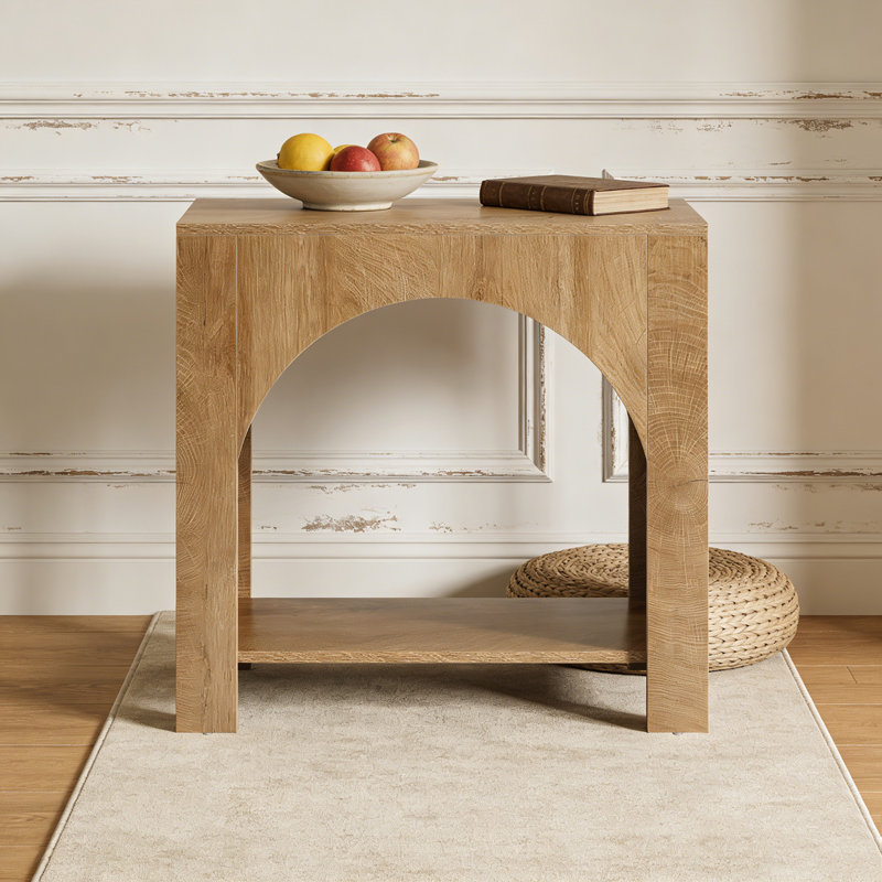 2-Tier Square Side Table with Storage Shelf
