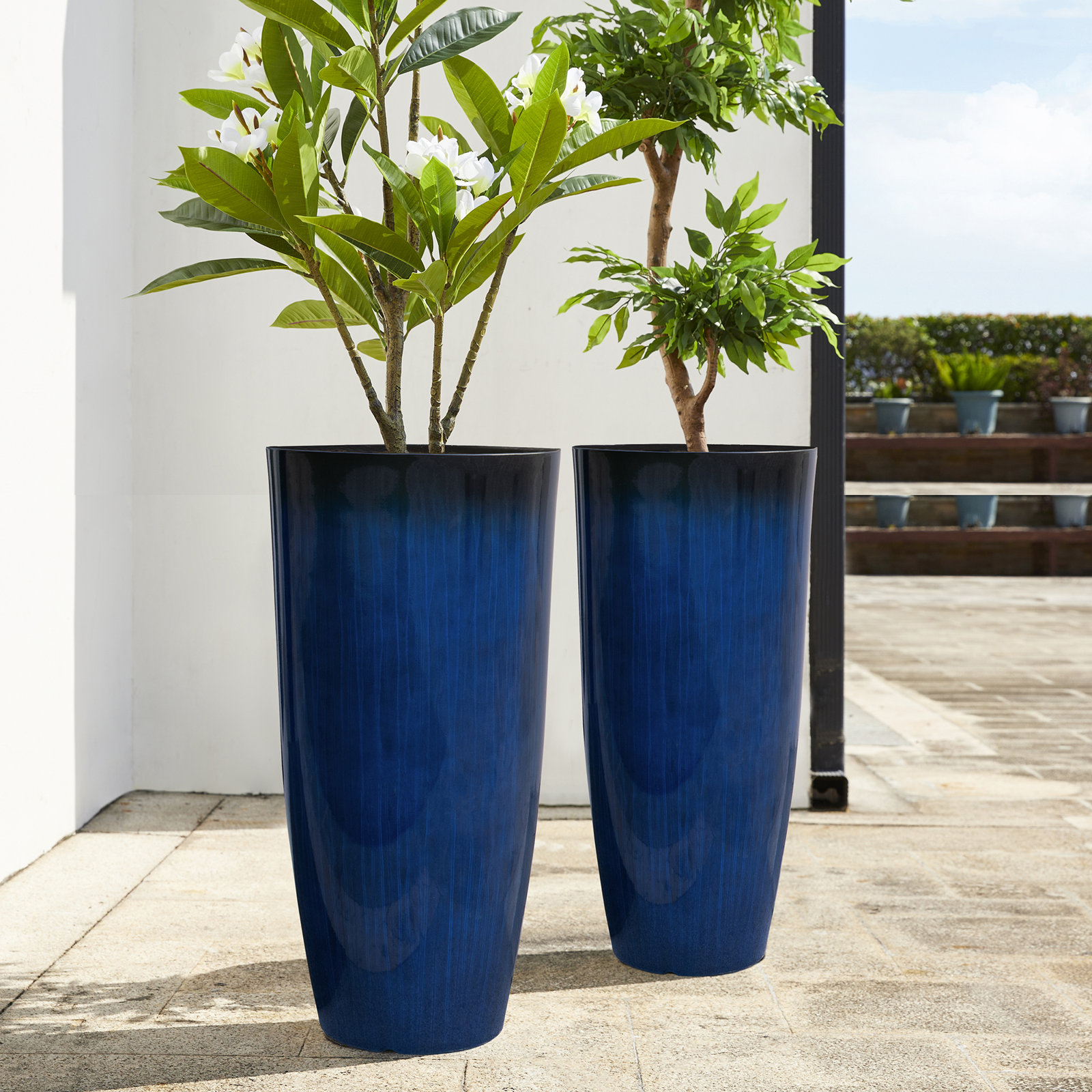 Pot Planter, Gradient Cobalt Blue, 30"H X 15" W X 15"D