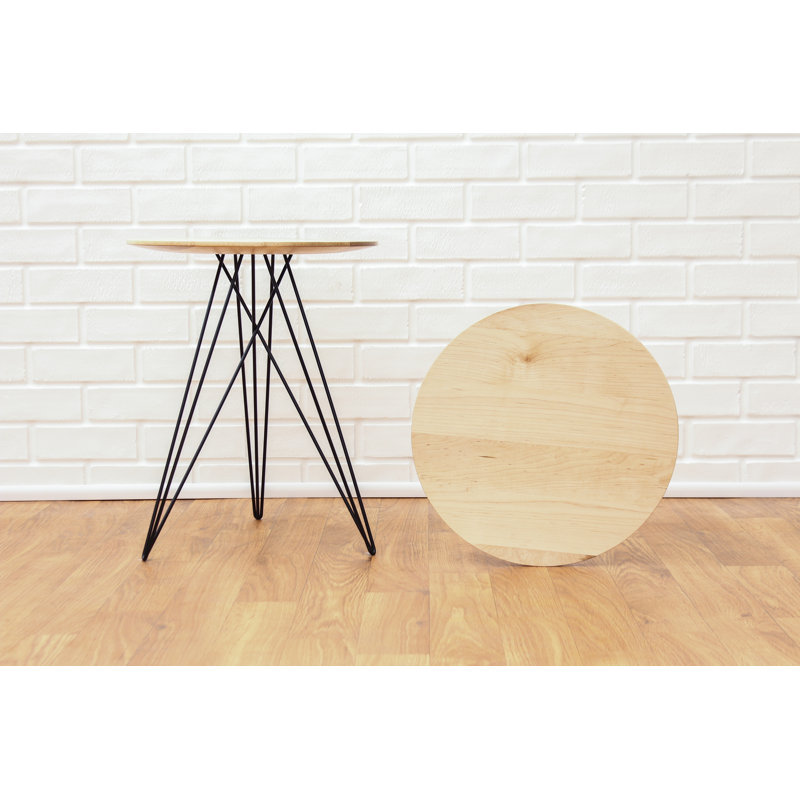 Hudson Solid Wood Top End Table, Black, Walnut