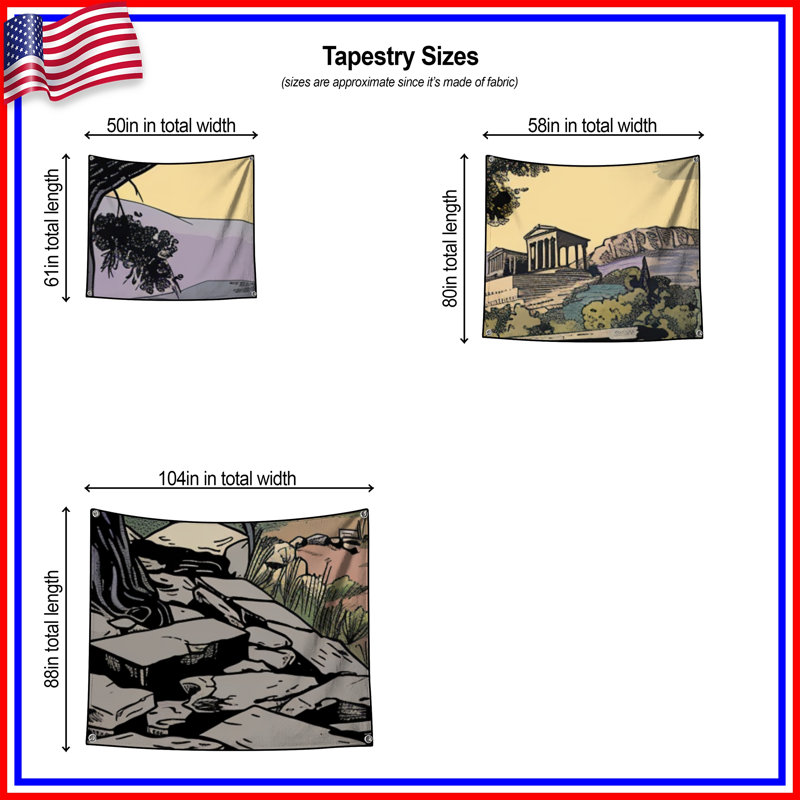 Tapisserie murale «Ruines anciennes», H 68 po x l 80 po avec 4 œillets