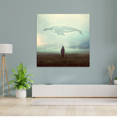 Art mural, paysage de baleine abstraite