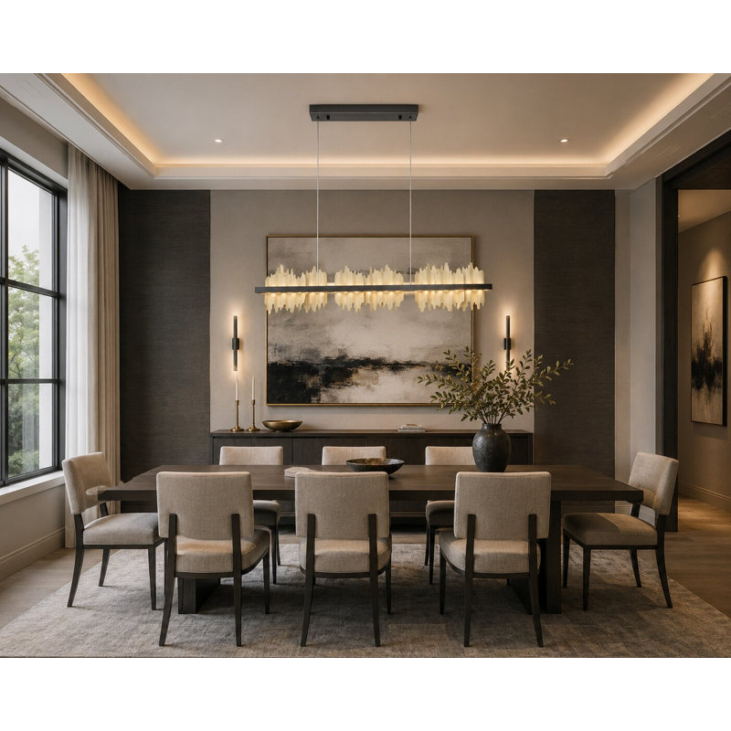 1-Light Black Stainless Steel LED Chandelier With Brass Copper