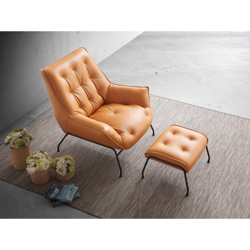 Fauteuil d'appoint en cuir fleur Zusa, Grès
