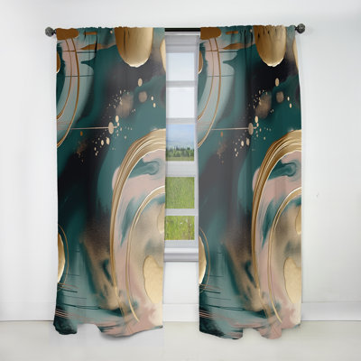 Azariah - Abstract Marble Room Darkening Curtain - 1 Panels