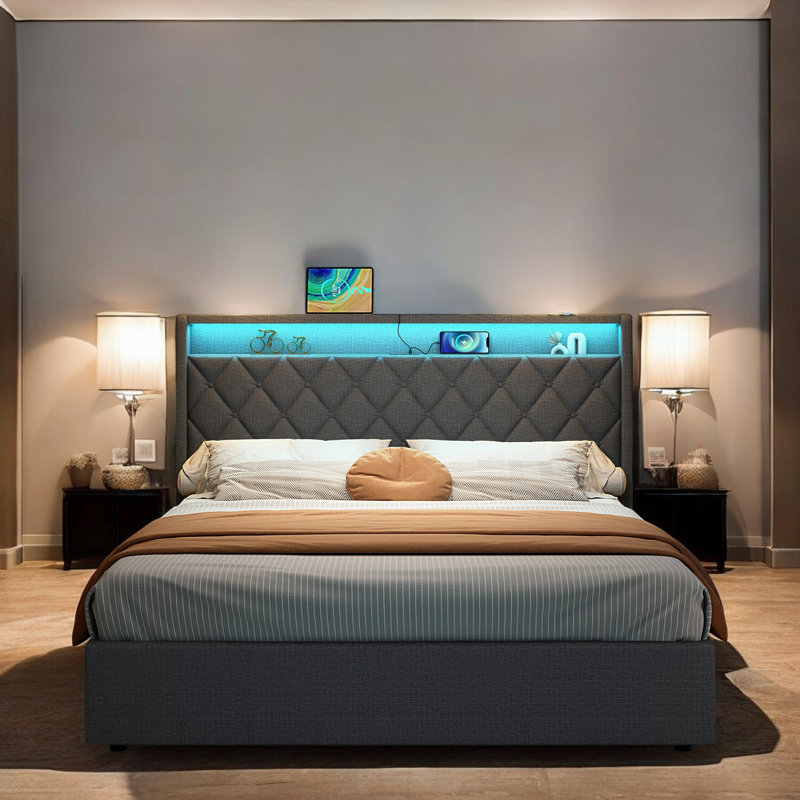 Devantae Upholstered Ottoman Storage Bed, Double (4'6)