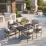 6-Person Rectangular Patio Dining Set with 60" Dining Table and 6 Rattan Cushioned Chairs