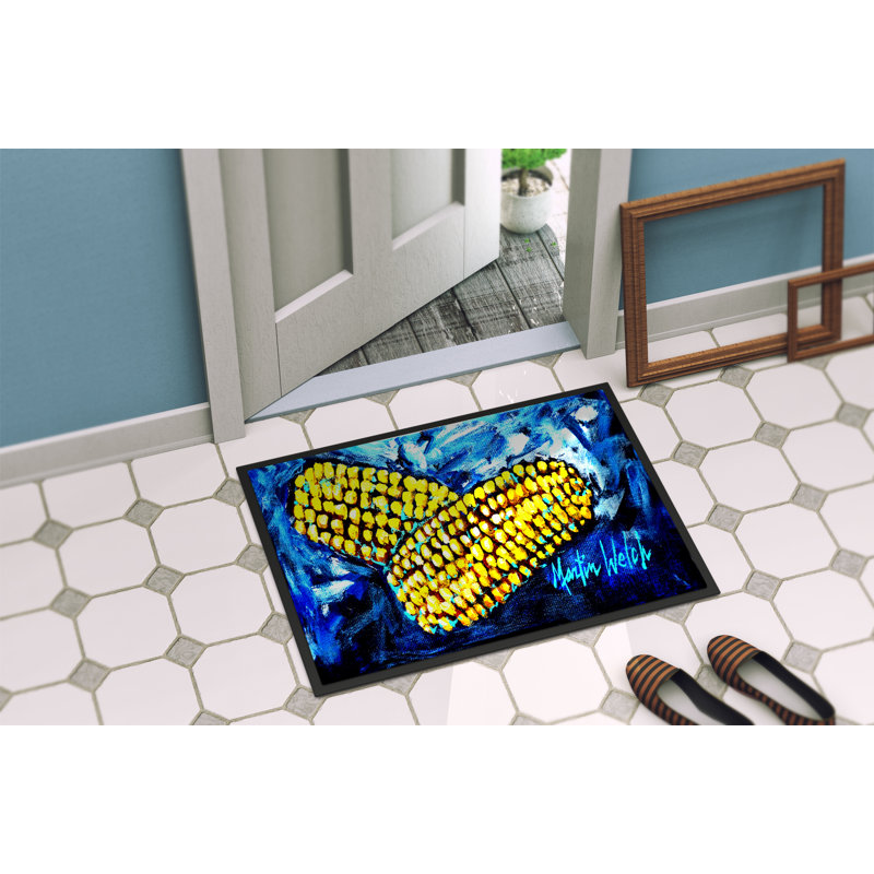 Colorful Corn Print Rubber Outdoor Entryway Doormat